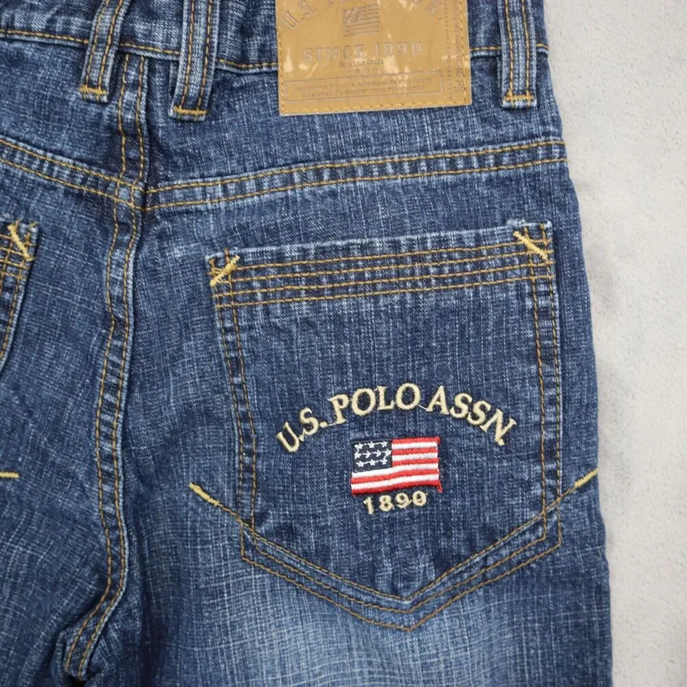 US Polo Assn Shorts Youth 10 Blue Denim Boys Jean Pants Long Grunge Baggy